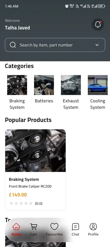 Foggi app home screen with categories and popular products