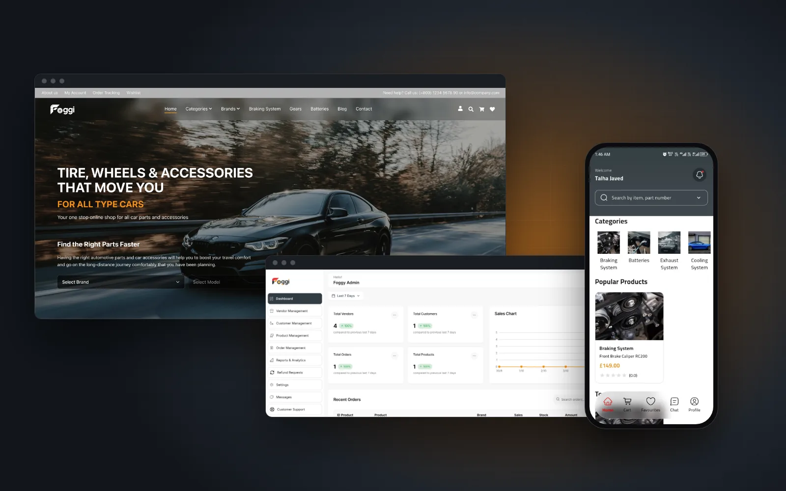 Foggi web store, admin dashboard and mobile app